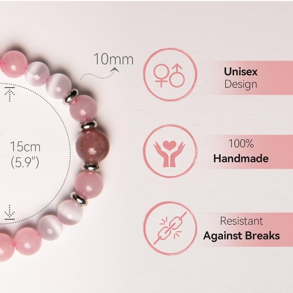 🆕New by Rose Quartz, Strawberry Quartz, and Cat's Eye Crystal Gemstone Bracelet - Picture 3 of 5